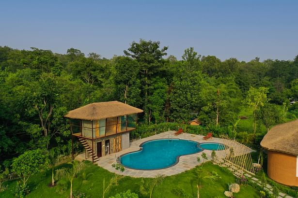 Pool and Spa looking over to the sacred grove.