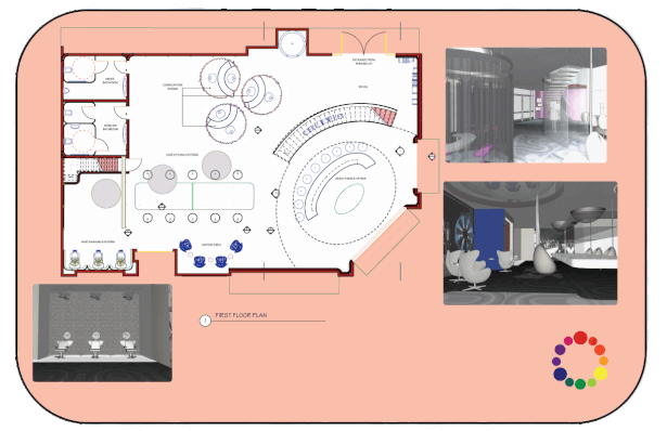 first floor plan and renderings