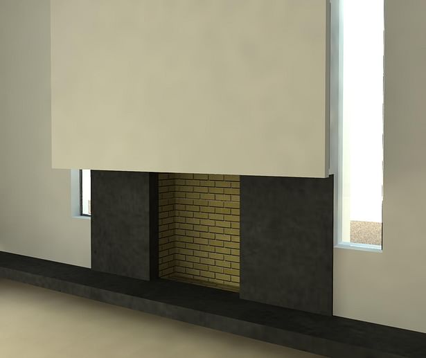 PROPOSED RENDER OF FIREPLACE IN GREAT ROOMMATES 