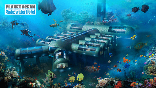The Planet Ocean Underwater Hotel may become the world's first roving, underwater boutique hotel. Credit: Planet Underwater Ocean Hotel