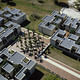 An aerial view showing the Pei Dormitories and Palm Court at the New College of Florida in Sarasota, FL. Image courtesy of New College Foundation