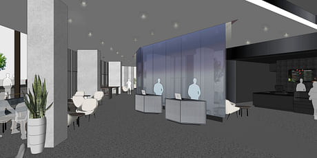 The Reception 'Blade Wall' design I'm currently working on for Equinox. The blue hue option! 