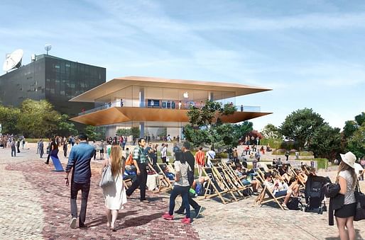 The new Apple concept store proposed to replace Melbourne's Federation Square's southern building.