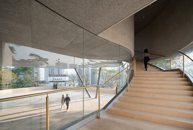 Curved staircase in the lobby