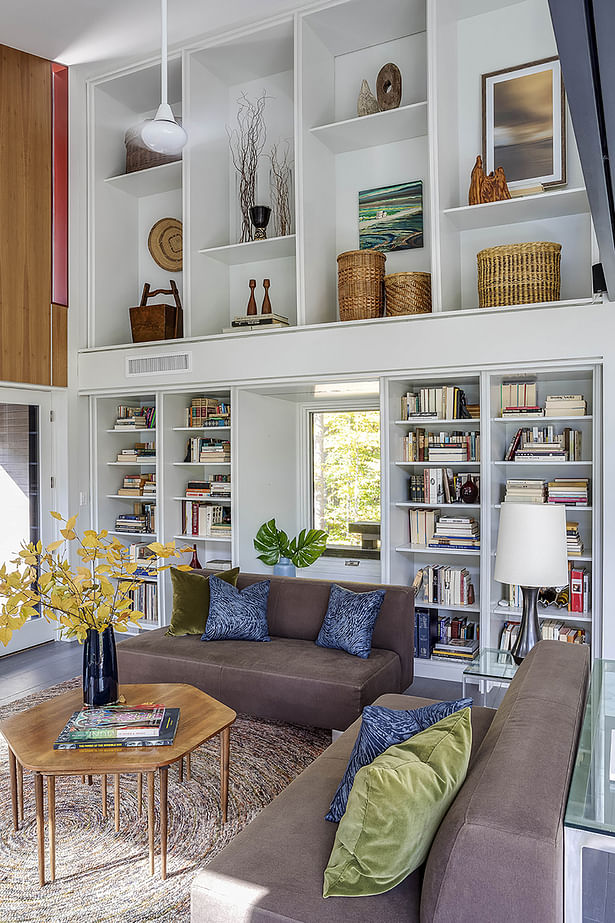 View of living room library wall_looking north