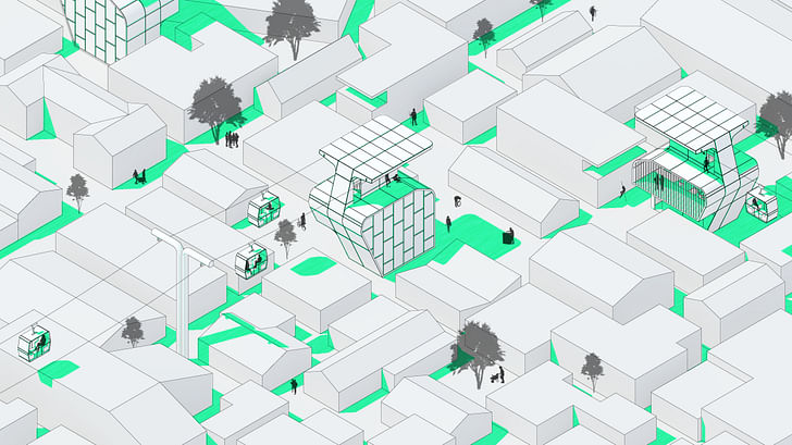 An axonometric drawing from 'Capsule Web'. Credit: Jonathan Gayomali