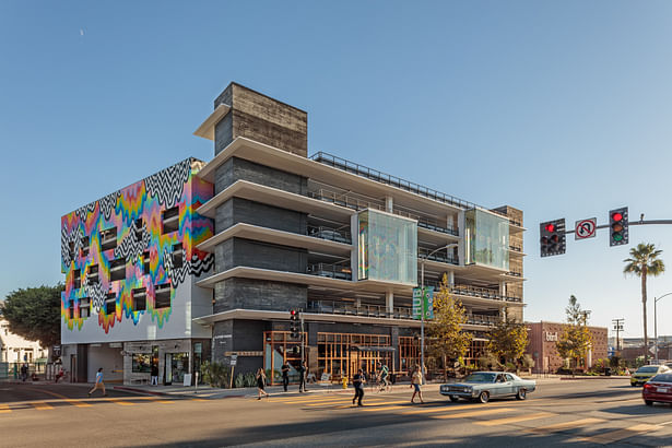 Existing street art, which adorned the vacant site, inspired the bold graffiti art style of the Washington Arts building. (Nico Marques)