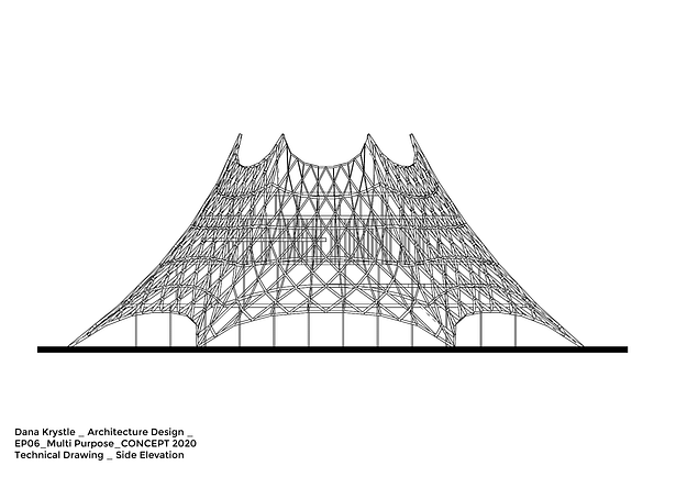 _Multi Purpose _ Architecture Design 6_Dana Krystle _ Techincal _ Side elevation