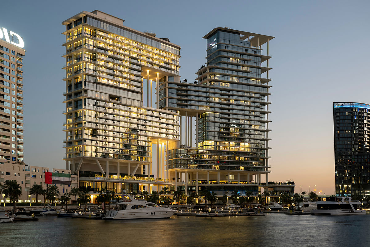 New interlocking tower blocks by Foster + Partners open in Dubai