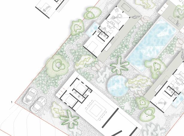 Architect's AutoCAD plans imported in Illustrator for presentation drawing embellishment 