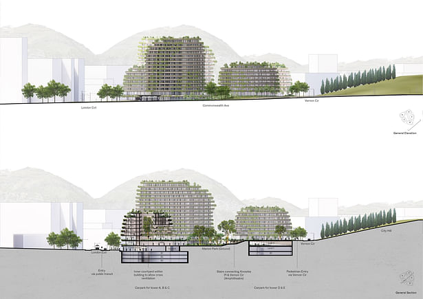 Marion Park Masterplan - building height and access © Contreras Earl Architecture