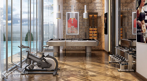 Home gym design in luxury villa