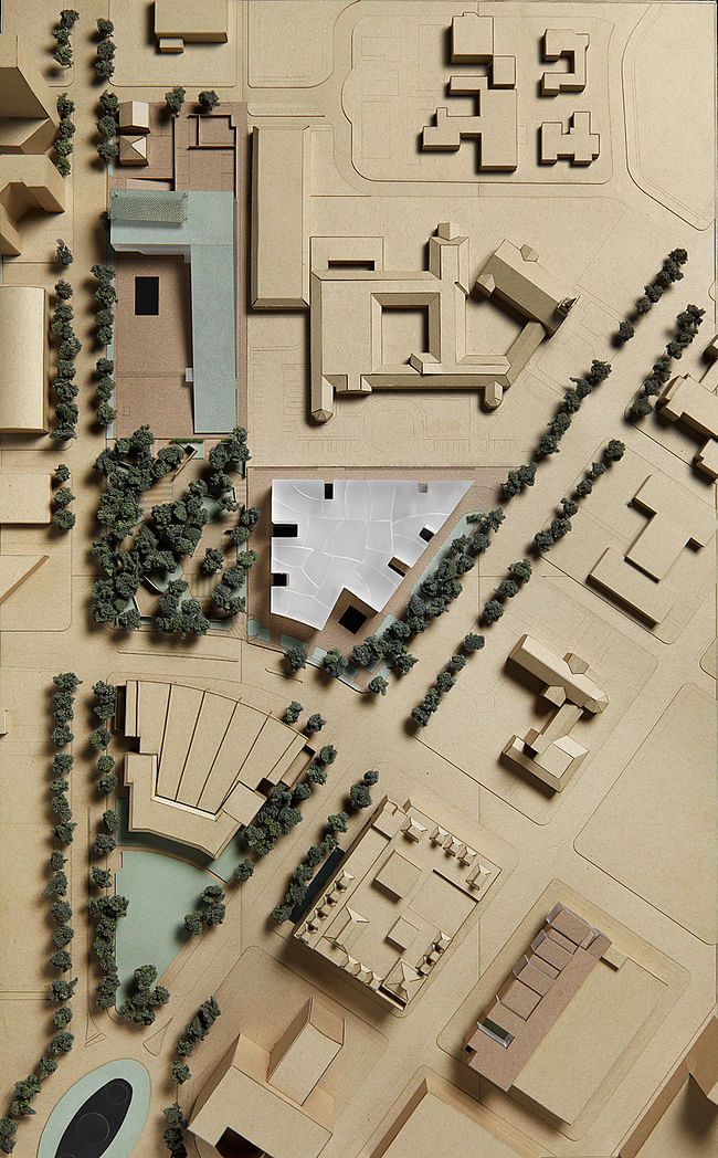 Aerial model view of the Fayez S. Sarofim Campus. Courtesy of Steven Holl Architects 