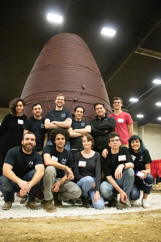The AI SpaceFactory team at the 3D-Printed Habitat Challenge at Caterpillar's Edwards Demonstration & Learning Center in Edwards, Illinois. Photo: AI SpaceFactory.