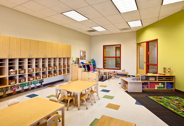 modern childcare facility for 215 students + staff. early childhood development design program. vibrant design | sustainable materials | healthy interiors. 34,131 sq ft.