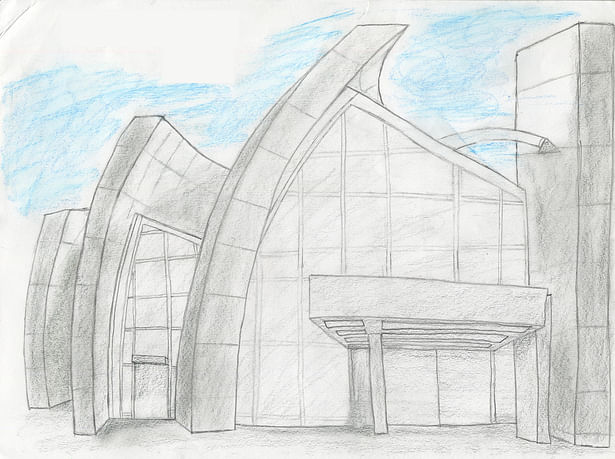 Drawing of Jubille Chruch by Richard Meier