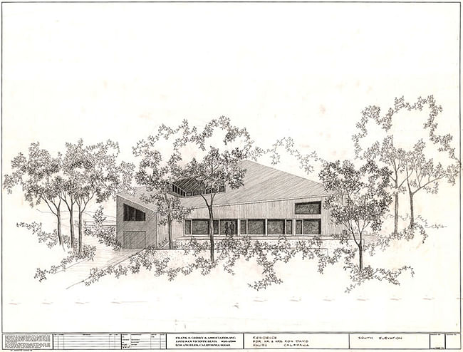 Ron Davis House, South Elevation, 1968-1972, Malibu, California, Frank Gehry Papers at the Getty Research Institute, © Frank O. Gehry