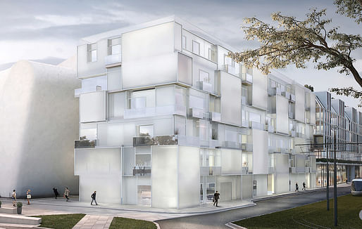 The adjacent hotel to the Angers Collectors Museum. Courtesy of Steven Holl Architects, Compagnie de Phalsbourg and XO3D.