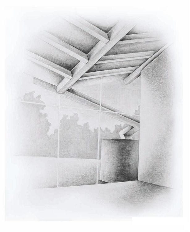 interior rendering . 2009 . graphite on bristol