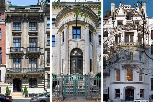 The Tracy Mansion at 105 Eighth Avenue in Brooklyn, center, can be yours for $13 million. The asking price for 57 East 64th Street, right, a 14,000-square-foot limestone giant designed by C.P.H. Gilbert, is $44 million. The Scribner Mansion at 39 East 67th Street, left, was just listed for $22.5 million - Left and Center: Fred R. Conrad/The New York Times; Right: Brown Harris Stevens