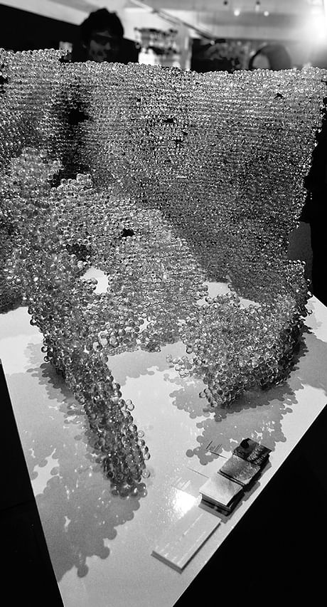crystalCloud - physical model 70 000 glass spheres - robotic fabrication via Joanna Theodosiou