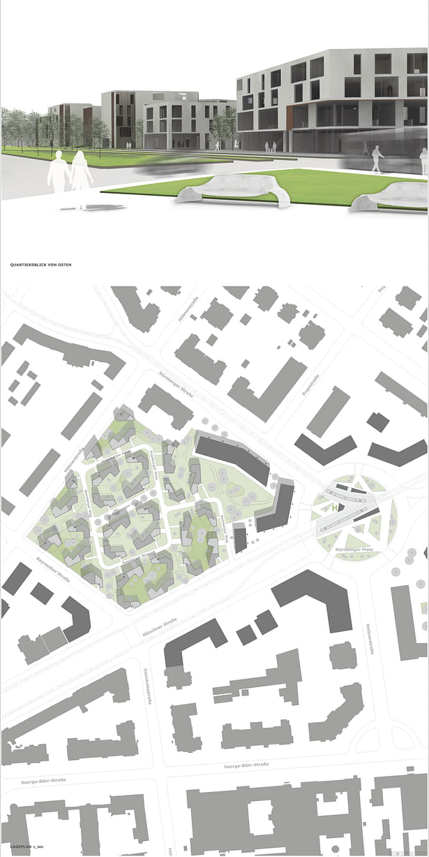 p3_group concept of the town houses and the perspective from the new public transport station facing the entry of the development