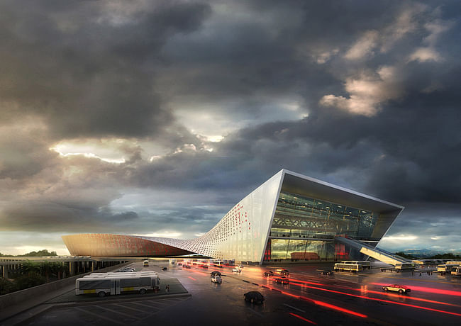 Exterior view of 'Twisted Link' Liantang / Heung Yuen Wai Boundary Control Point Passenger Terminal Building by WAU Design (Image: WAU Design)