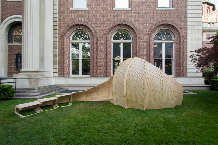 Kerby installation in front of Avery Hall. Fast Pace/Slow Pace Studio taught by professors Mark Bearak and Brigette Borders, with students Maximilian Hartman, Jordan Meerdink, Shalini Amin, Nutchanun Boontassaro, Tanya Griffiths, Julien Gonzalez, Jasmine Ho, Fancheng Fei, Ian Wang, Nicole Mater...