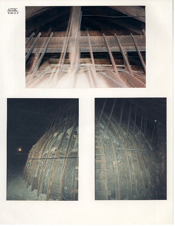 Barrel plaster vault structure in attic
