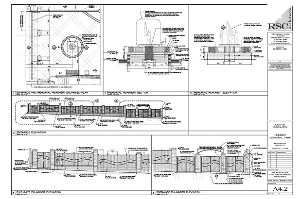 Enlarged Plan & Elevation of Memorial front fence