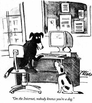 Peter Steiner's cartoon, as published in The New Yorker. Image via Wikipedia.