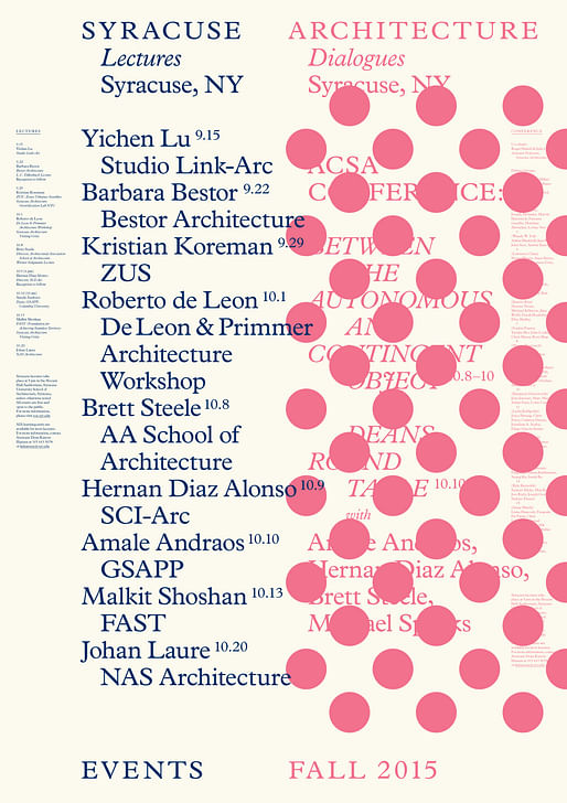 Syracuse Architecture Fall 2015 Lecture Series. Courtesy of Syracuse Architecture.