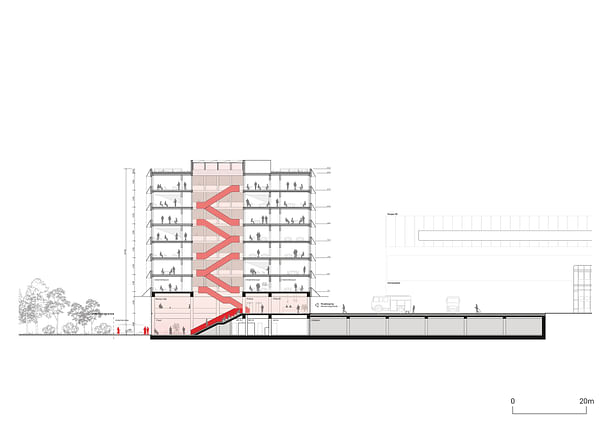 Section academy building, original scale 1:200 © HENN