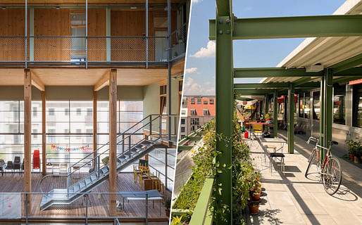The two European Collective Housing Award winners: (Left) La Borda by Lacol. (Right) Conversion of a Wine Storage into Housing by Esch Sintzel Architekten. Images: Lluc Miralles, Esch Sintzel.