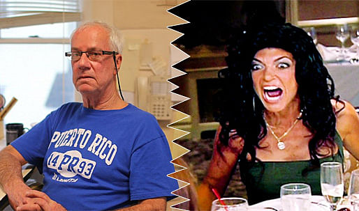 "It's offensive:" Architect John Fellgraff (left) is furious that—supposedly—bankrupt 'New Jersey Housewife' Teresa Giudice (right) won't pay him for his services but can afford a $90,000 Lexus SUV as a getting-out-of-jail gift. (Photos: Joe Donnelly/Dailymail.com; Bravo)