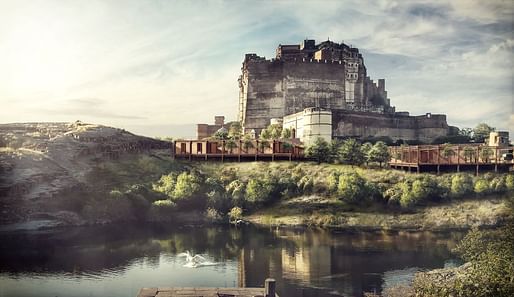 Visitor Centre and Knowledge Center at Mehrangarh Fort (View from the lake) Image © Studio Lotus