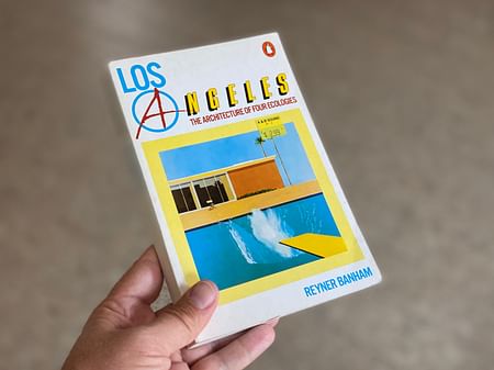 A copy of the mid-1980s Pelican paperback edition of Los Angeles: The Architecture of Four Ecologies, from Archinect's private library.