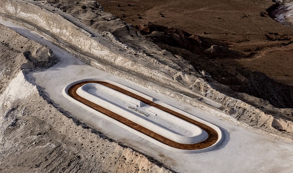 Adidas and Playlab create desert running track in New Mexico gypsum mine