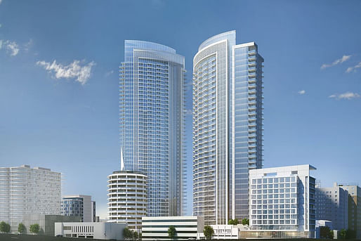 Rendering of the Hollywood Center project. Image courtesy of MP Los Angeles.