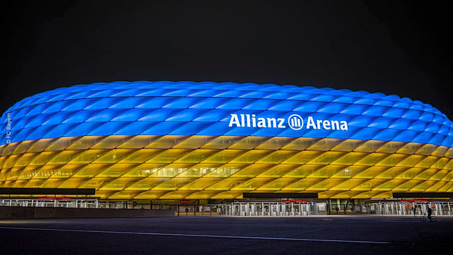 Allianz Arena in Munich, DE. Image via Twitter @dw_sports.