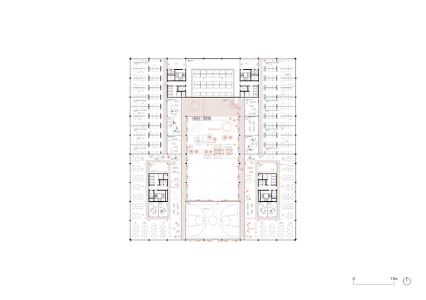 Fifth floor plan, original scale 1:200 © HENN