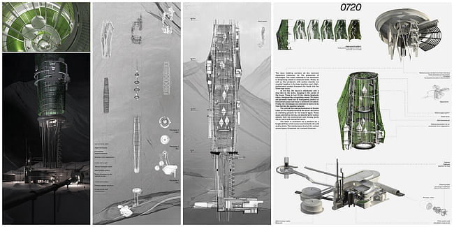 Honorable Mention: Tubular Bioreactor Algae Skyscraper: Transalpine Energy Network by Johannes Schlusche, Paul Böhm, Raffael Grimm (Austria, Germany)