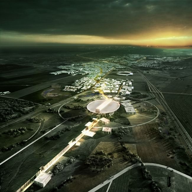 Aerial view of the winning design for the European Spallation Source (ESS) by Henning Larsen Architects, COBE and SLA (Image: Henning Larsen Architects)