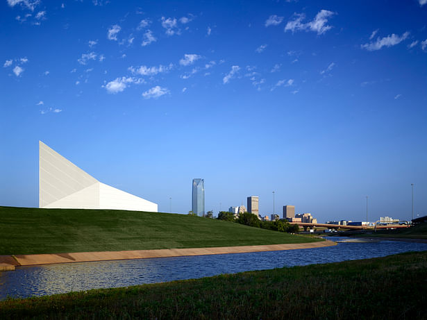 The Kayak Building acts as a landmark on the eastern edge of the boathouse district. It is viewed from the intersection of I-35 and I-40.