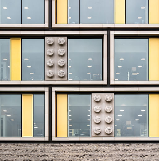 Brick and brick: facade detail of the new C.F. Møller-designed LEGO Group campus buildings. Courtesy of LEGO Group