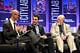 The Atlantic magazine's James Bennett (left) talks with Airbnb CEO Brian Chesky (middle) and Kirklees, England Council Leader David Sheard at CityLab 2014. Image via citiscope.com.