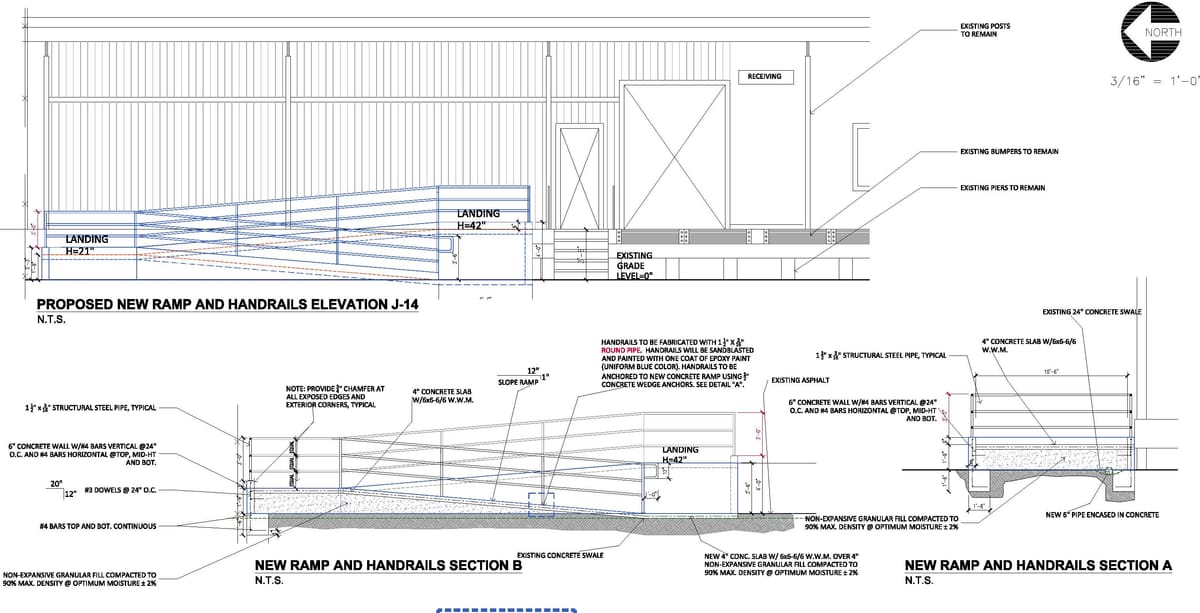 Accessible Concrete Ramp with Handrails | Cora Cervantes | Archinect