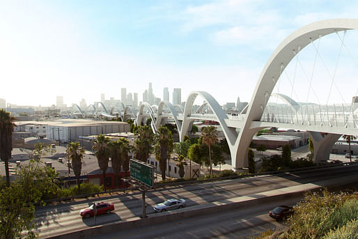 View of the proposed Sixth Street Viaduct in Los Angeles. Image courtesy of Michael Maltzan Architecture. 