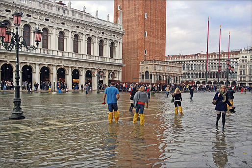 Flooded Piazza San Marco. Photo: Jean-Pierre Dalbéra/Wikipedia.