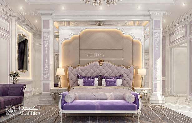 Luxury bedroom design in classic style villa